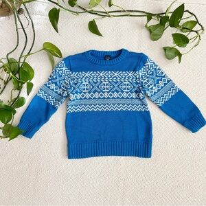 Gap Icelandic Fair Isle Style Cotton Blue Sweater 2 years